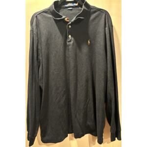 Ralph Lauren Polo Classic Fit Long Sleeve Soft Sz XXL Dark Gray Embroidered Pony